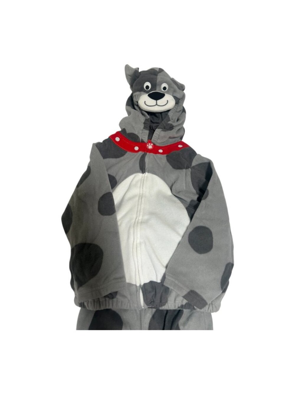 Puppy Dog Costume Toddler Youth Size 4T Halloween Gray Spotted  Zip Up Hood Pant - Picture 11 of 14